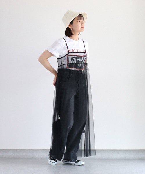 cepo（セポ）の「チュールキャミワンピース（ワンピース・レディース・オフホワイト/ブラック・FREE）」の3枚目の写真