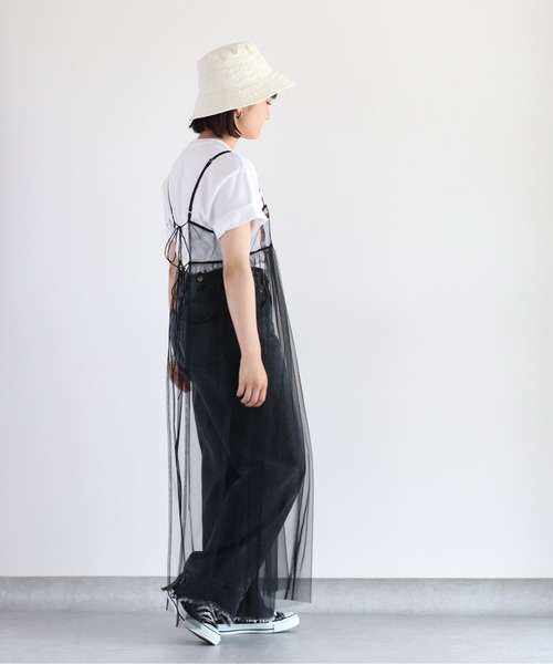 cepo（セポ）の「チュールキャミワンピース（ワンピース・レディース・オフホワイト/ブラック・FREE）」の4枚目の写真