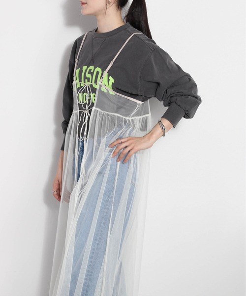 cepo（セポ）の「チュールキャミワンピース（ワンピース・レディース・オフホワイト/ブラック・FREE）」の14枚目の写真