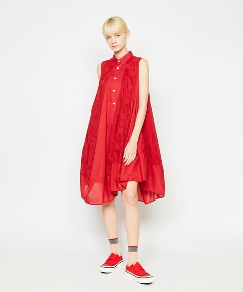 gomme（ゴム）の「塩縮ドットローン ウェーブワンピース