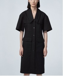 Deep V-neck Cotton Coat Dress