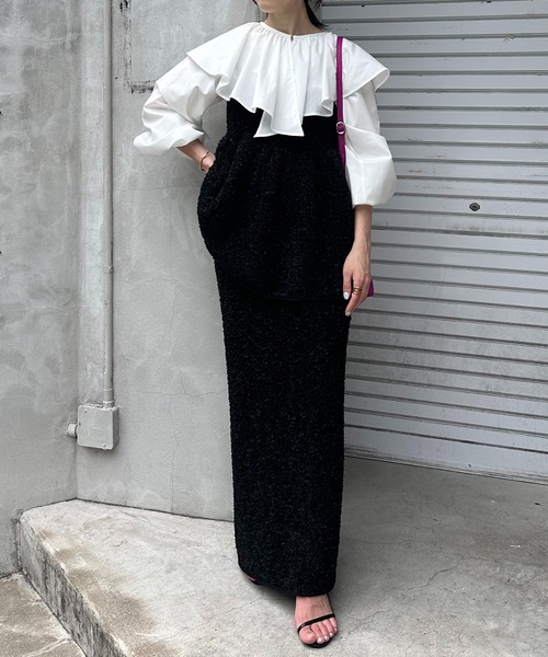 COLLAGE GALLARDAGALANTE（コラージュガリャルダガランテ）の「ツイードライクニットキャミ（キャミソール・レディース・ブラック/シルバー・FREE）」の11枚目の写真