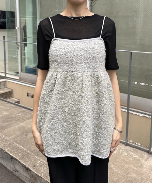 COLLAGE GALLARDAGALANTE（コラージュガリャルダガランテ）の「ツイードライクニットキャミ（キャミソール・レディース・ブラック/シルバー・FREE）」の13枚目の写真