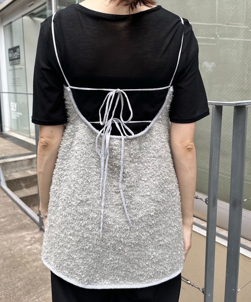 COLLAGE GALLARDAGALANTE（コラージュガリャルダガランテ）の「ツイードライクニットキャミ（キャミソール・レディース・ブラック/シルバー・FREE）」の5枚目の写真