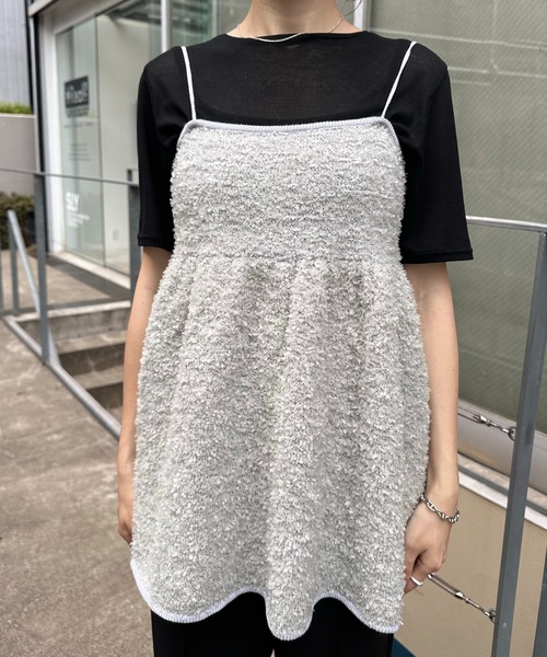 COLLAGE GALLARDAGALANTE（コラージュガリャルダガランテ）の「ツイードライクニットキャミ（キャミソール・レディース・ブラック/シルバー・FREE）」の19枚目の写真