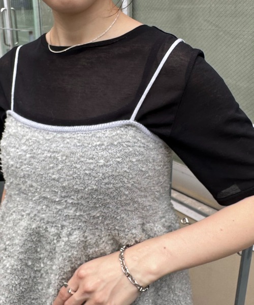 COLLAGE GALLARDAGALANTE（コラージュガリャルダガランテ）の「ツイードライクニットキャミ（キャミソール・レディース・ブラック/シルバー・FREE）」の10枚目の写真