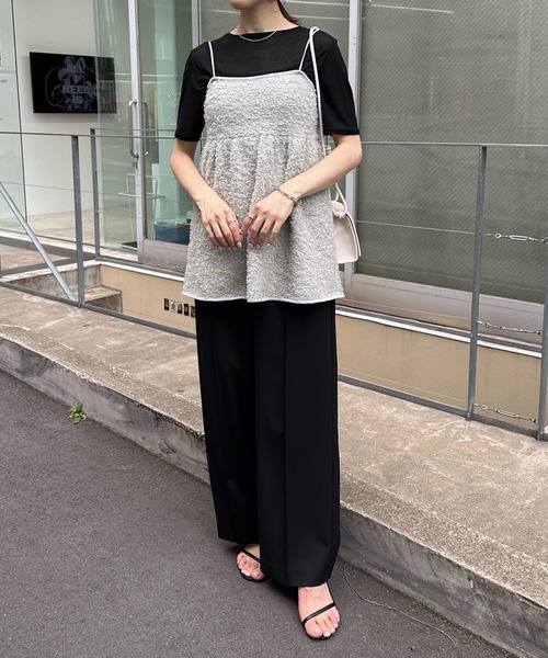 COLLAGE GALLARDAGALANTE（コラージュガリャルダガランテ）の「ツイードライクニットキャミ（キャミソール・レディース・ブラック/シルバー・FREE）」の6枚目の写真