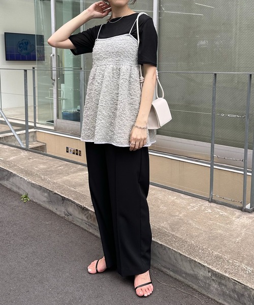 COLLAGE GALLARDAGALANTE（コラージュガリャルダガランテ）の「ツイードライクニットキャミ（キャミソール・レディース・ブラック/シルバー・FREE）」の18枚目の写真