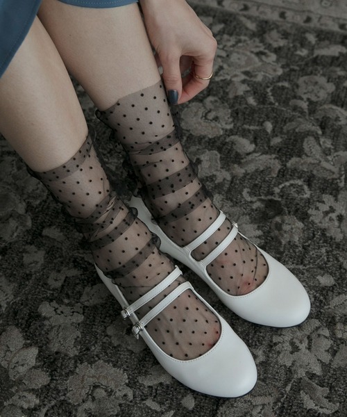 BONLECILL noir】ドット柄チュールシアーソックス（ソックス