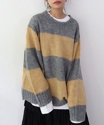 カラーボーダールーズニット