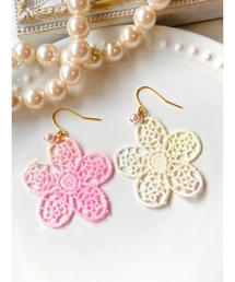 【MUURABBTI】手染めレースのお花ピアス(MA)