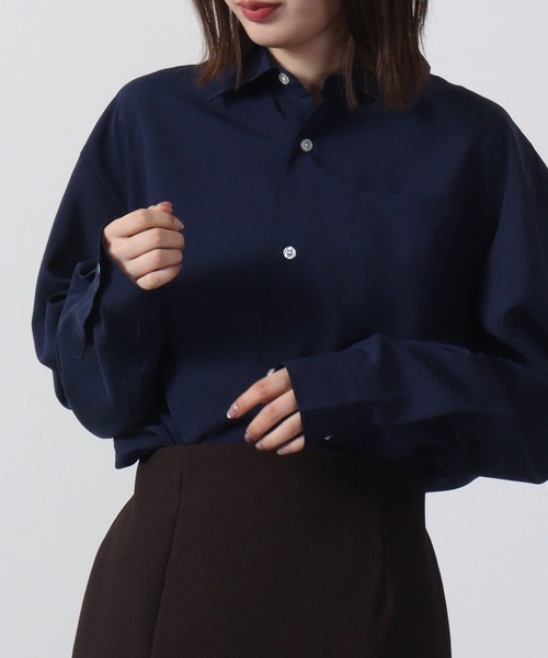 FUNALIVE(ファンアライブ)の「Thick long sleeve loose fit shirt / とろみ長袖ルーズフィットシャツ unisex(シャツ/ブラウス・メンズ・ブラック/ネイビー/杢グレー/ブルーグリーン/チャコール/キャメル・LL/M/L)」の4枚目の写真