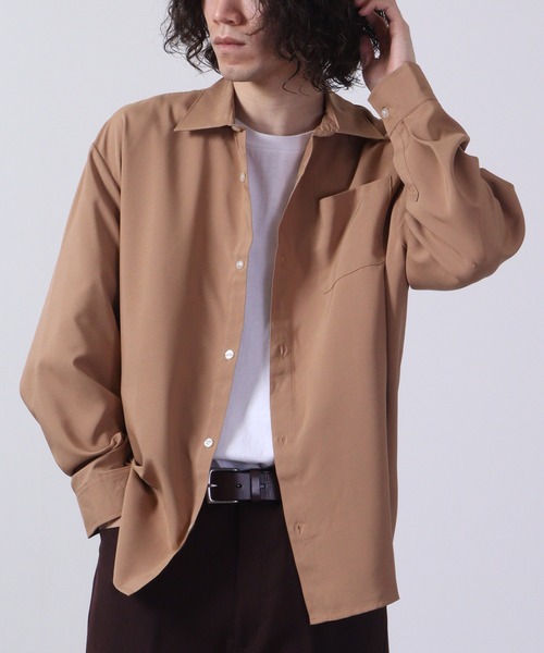 FUNALIVE(ファンアライブ)の「Thick long sleeve loose fit shirt / とろみ長袖ルーズフィットシャツ unisex(シャツ/ブラウス・メンズ・ブラック/ネイビー/杢グレー/ブルーグリーン/チャコール/キャメル・LL/M/L)」の6枚目の写真