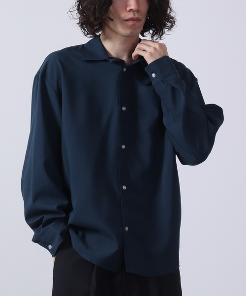 FUNALIVE(ファンアライブ)の「Thick long sleeve loose fit shirt / とろみ長袖ルーズフィットシャツ unisex(シャツ/ブラウス・メンズ・ブラック/ネイビー/杢グレー/ブルーグリーン/チャコール/キャメル・LL/M/L)」の5枚目の写真