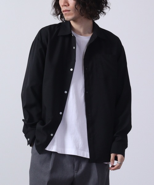 FUNALIVE(ファンアライブ)の「Thick long sleeve loose fit shirt / とろみ長袖ルーズフィットシャツ unisex(シャツ/ブラウス・メンズ・ブラック/ネイビー/杢グレー/ブルーグリーン/チャコール/キャメル・LL/M/L)」の1枚目の写真