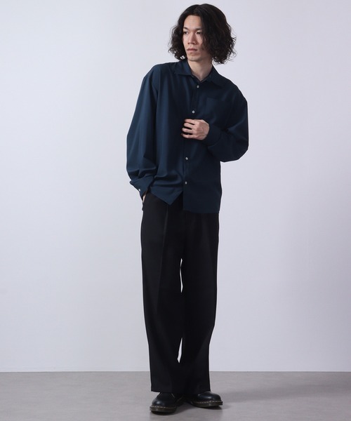 FUNALIVE(ファンアライブ)の「Thick long sleeve loose fit shirt / とろみ長袖ルーズフィットシャツ unisex(シャツ/ブラウス・メンズ・ブラック/ネイビー/杢グレー/ブルーグリーン/チャコール/キャメル・LL/M/L)」の20枚目の写真