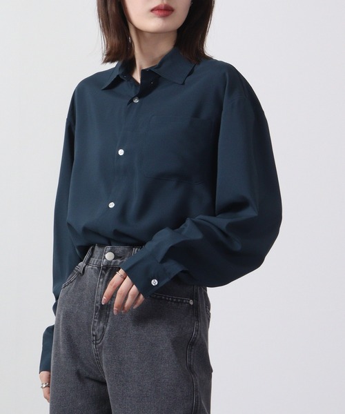 FUNALIVE(ファンアライブ)の「Thick long sleeve loose fit shirt / とろみ長袖ルーズフィットシャツ unisex(シャツ/ブラウス・メンズ・ブラック/ネイビー/杢グレー/ブルーグリーン/チャコール/キャメル・LL/M/L)」の16枚目の写真