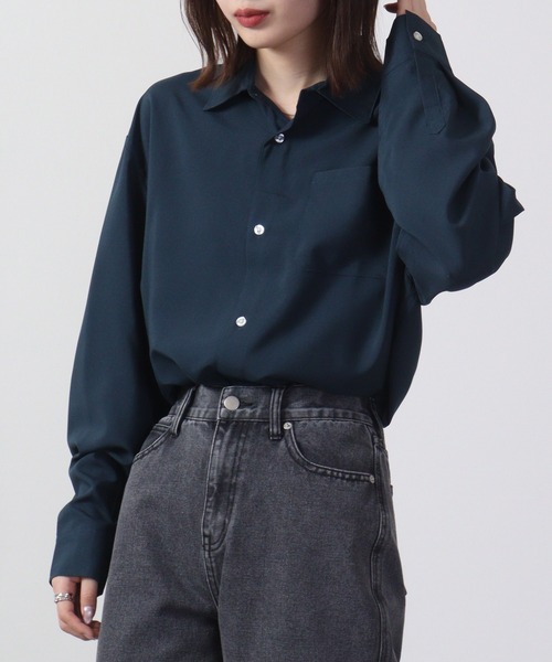 FUNALIVE(ファンアライブ)の「Thick long sleeve loose fit shirt / とろみ長袖ルーズフィットシャツ unisex(シャツ/ブラウス・メンズ・ブラック/ネイビー/杢グレー/ブルーグリーン/チャコール/キャメル・LL/M/L)」の17枚目の写真