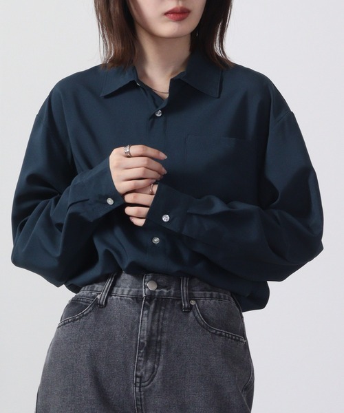 FUNALIVE(ファンアライブ)の「Thick long sleeve loose fit shirt / とろみ長袖ルーズフィットシャツ unisex(シャツ/ブラウス・メンズ・ブラック/ネイビー/杢グレー/ブルーグリーン/チャコール/キャメル・LL/M/L)」の19枚目の写真