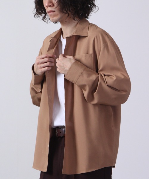 FUNALIVE(ファンアライブ)の「Thick long sleeve loose fit shirt / とろみ長袖ルーズフィットシャツ unisex(シャツ/ブラウス・メンズ・ブラック/ネイビー/杢グレー/ブルーグリーン/チャコール/キャメル・LL/M/L)」の11枚目の写真