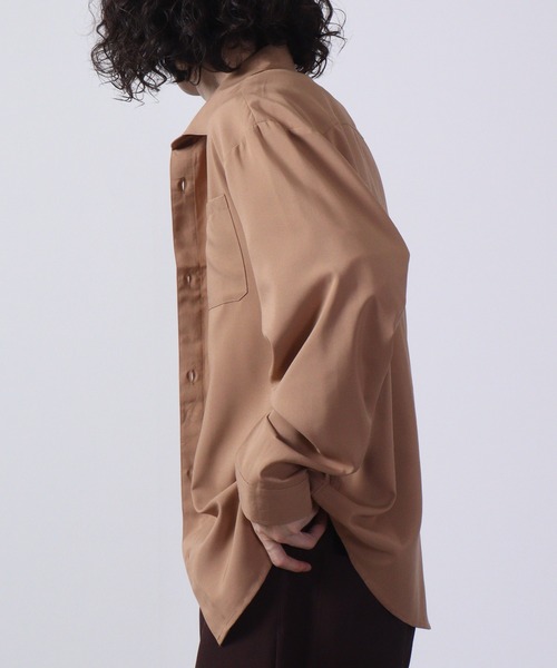 FUNALIVE(ファンアライブ)の「Thick long sleeve loose fit shirt / とろみ長袖ルーズフィットシャツ unisex(シャツ/ブラウス・メンズ・ブラック/ネイビー/杢グレー/ブルーグリーン/チャコール/キャメル・LL/M/L)」の8枚目の写真