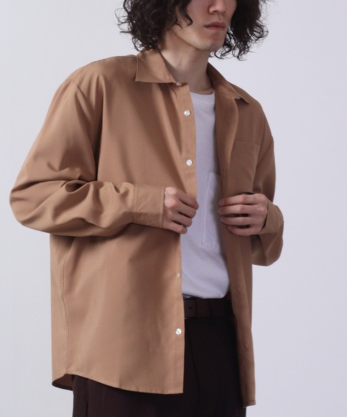 FUNALIVE(ファンアライブ)の「Thick long sleeve loose fit shirt / とろみ長袖ルーズフィットシャツ unisex(シャツ/ブラウス・メンズ・ブラック/ネイビー/杢グレー/ブルーグリーン/チャコール/キャメル・LL/M/L)」の10枚目の写真
