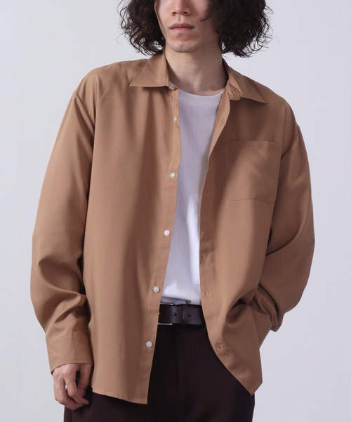 FUNALIVE(ファンアライブ)の「Thick long sleeve loose fit shirt / とろみ長袖ルーズフィットシャツ unisex(シャツ/ブラウス・メンズ・ブラック/ネイビー/杢グレー/ブルーグリーン/チャコール/キャメル・LL/M/L)」の12枚目の写真