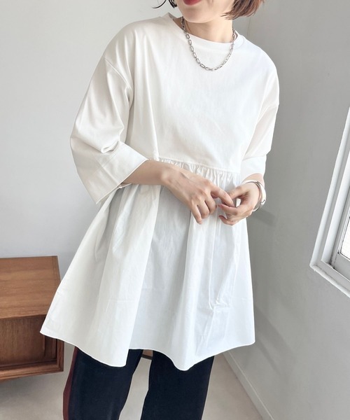 LOWRYS FARM(ローリーズファーム)の「フハクキリカエチュニック8S 967044(Tシャツ/カットソー・レディース・ブラック/ホワイト/ネイビー・FREE)」の5枚目の写真