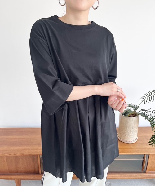 LOWRYS FARM(ローリーズファーム)の「フハクキリカエチュニック8S 967044(Tシャツ/カットソー・レディース・ブラック/ホワイト/ネイビー・FREE)」の6枚目の写真