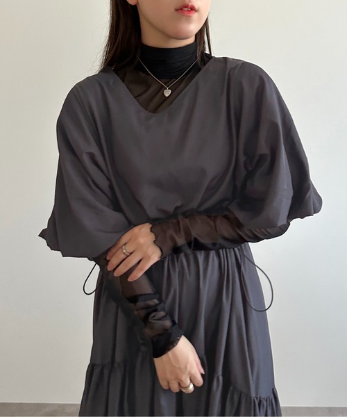 apres jour mignon(アプレジュールミニョン)の「ドロスト袖ボリュームワンピース【ZOZOTOWN限定アイテム】(ワンピース・レディース・ブラック/グレイッシュベージュ/チャコールグレー・MEDIUM/X-LARGE/SMALL)」の13枚目の写真