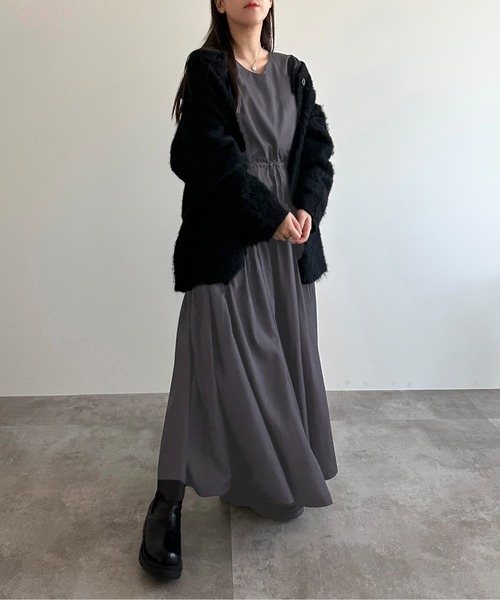 apres jour mignon(アプレジュールミニョン)の「ドロスト袖ボリュームワンピース【ZOZOTOWN限定アイテム】(ワンピース・レディース・ブラック/グレイッシュベージュ/チャコールグレー・MEDIUM/X-LARGE/SMALL)」の8枚目の写真
