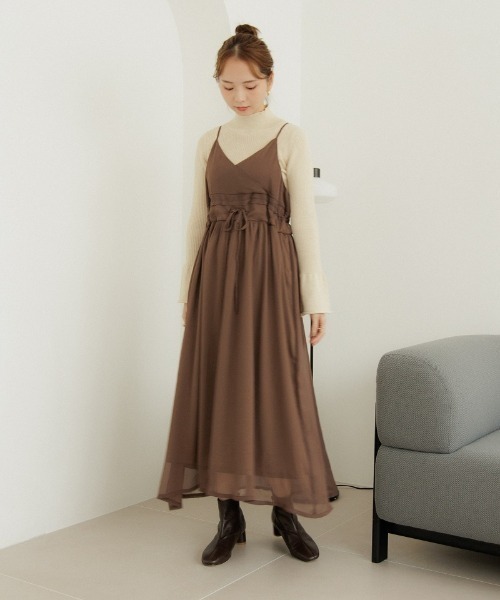 flower（フラワー）の「ウェービーシアーワンピース（ワンピース・レディース・ベージュ/ブラウン/ブラウン系その他・FREE）」の3枚目の写真