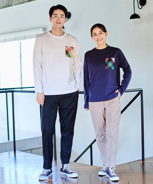 Arnold Palmer（アーノルドパーマー）の「パーマーチェック ポケット シェア ロングスリーブ Tシャツ（Tシャツ/カットソー・レディース・ホワイト/ネイビー・L/LL/S/M/XS）」の10枚目の写真