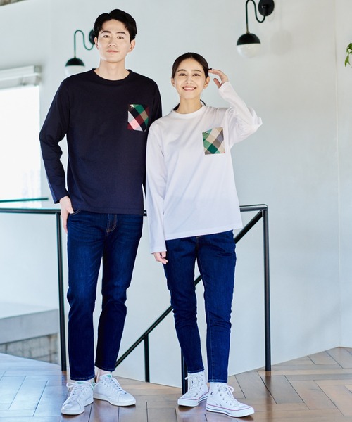 Arnold Palmer（アーノルドパーマー）の「パーマーチェック ポケット シェア ロングスリーブ Tシャツ（Tシャツ/カットソー・レディース・ホワイト/ネイビー・L/LL/S/M/XS）」の11枚目の写真