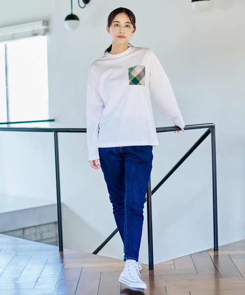 Arnold Palmer（アーノルドパーマー）の「パーマーチェック ポケット シェア ロングスリーブ Tシャツ（Tシャツ/カットソー・レディース・ホワイト/ネイビー・L/LL/S/M/XS）」の19枚目の写真