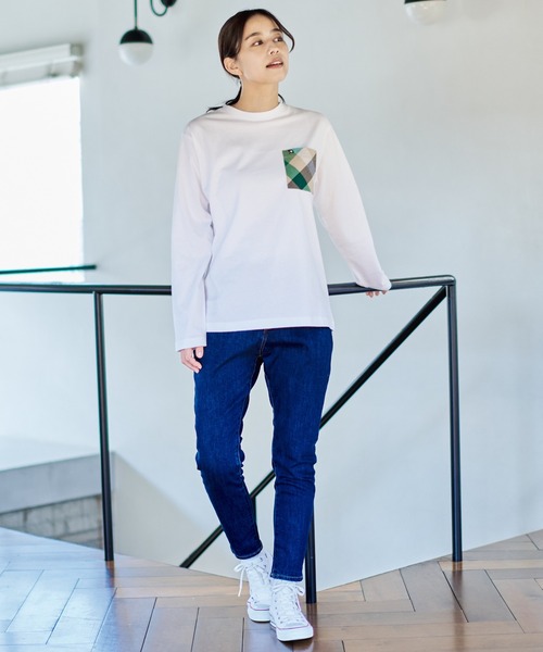 Arnold Palmer（アーノルドパーマー）の「パーマーチェック ポケット シェア ロングスリーブ Tシャツ（Tシャツ/カットソー・レディース・ホワイト/ネイビー・L/LL/S/M/XS）」の18枚目の写真