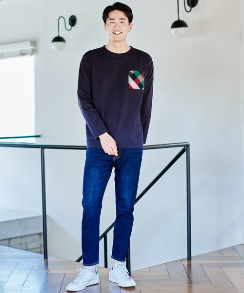 Arnold Palmer（アーノルドパーマー）の「パーマーチェック ポケット シェア ロングスリーブ Tシャツ（Tシャツ/カットソー・レディース・ホワイト/ネイビー・L/LL/S/M/XS）」の16枚目の写真