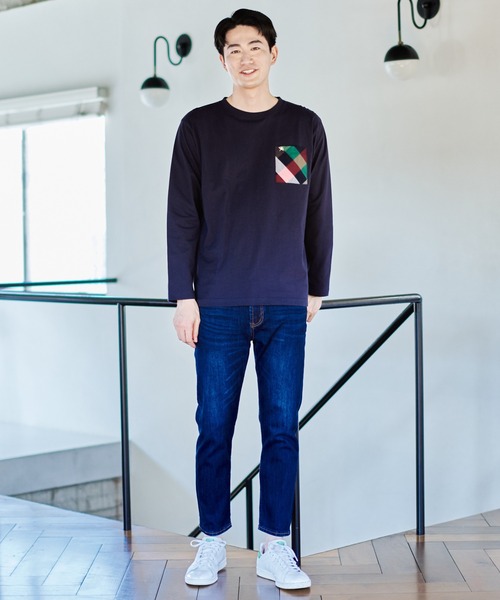Arnold Palmer（アーノルドパーマー）の「パーマーチェック ポケット シェア ロングスリーブ Tシャツ（Tシャツ/カットソー・レディース・ホワイト/ネイビー・L/LL/S/M/XS）」の15枚目の写真