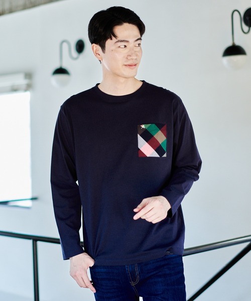 Arnold Palmer（アーノルドパーマー）の「パーマーチェック ポケット シェア ロングスリーブ Tシャツ（Tシャツ/カットソー・レディース・ホワイト/ネイビー・L/LL/S/M/XS）」の17枚目の写真