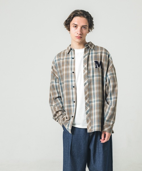 coca(coca)(コカ)の「メンズネルチェックサガラワッペンシャツ(シャツ/ブラウス・メンズ・ベージュ・XL/L/M)」の4枚目の写真