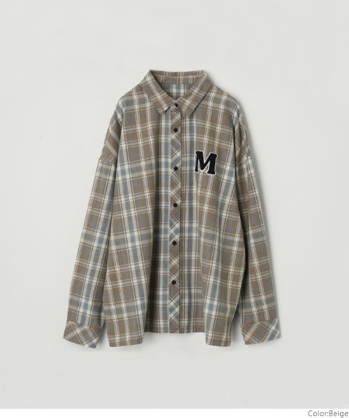 coca(coca)(コカ)の「メンズネルチェックサガラワッペンシャツ(シャツ/ブラウス・メンズ・ベージュ・XL/L/M)」の2枚目の写真