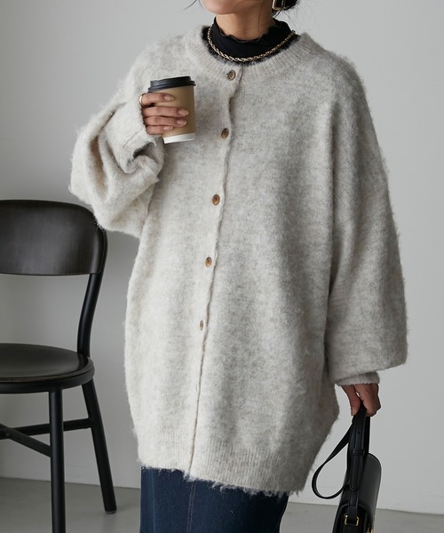 Anss.me（アンスミー）の「【Anss.me】ミックス起毛ニット前後２WAYカーディガン（カーディガン/ボレロ・レディース・チャコールグレー/アイボリー/ブラック/ベージュ・FREE）」の3枚目の写真