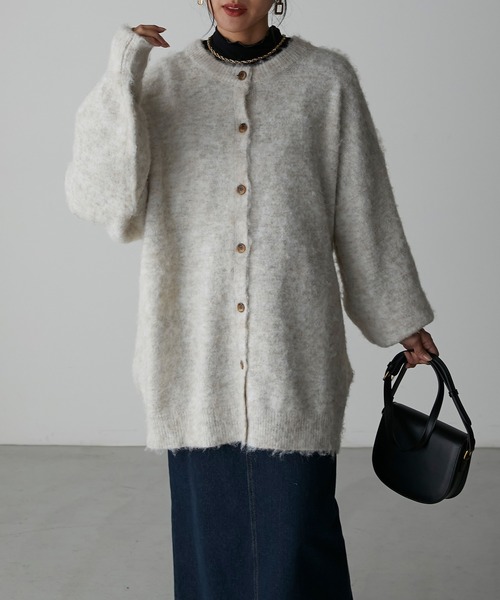 Anss.me（アンスミー）の「【Anss.me】ミックス起毛ニット前後２WAYカーディガン（カーディガン/ボレロ・レディース・チャコールグレー/アイボリー/ブラック/ベージュ・FREE）」の11枚目の写真