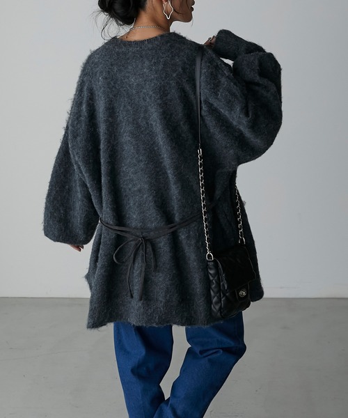 Anss.me（アンスミー）の「【Anss.me】ミックス起毛ニット前後２WAYカーディガン（カーディガン/ボレロ・レディース・チャコールグレー/アイボリー/ブラック/ベージュ・FREE）」の8枚目の写真