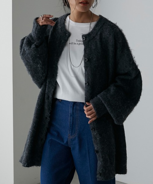 Anss.me（アンスミー）の「【Anss.me】ミックス起毛ニット前後２WAYカーディガン（カーディガン/ボレロ・レディース・チャコールグレー/アイボリー/ブラック/ベージュ・FREE）」の15枚目の写真