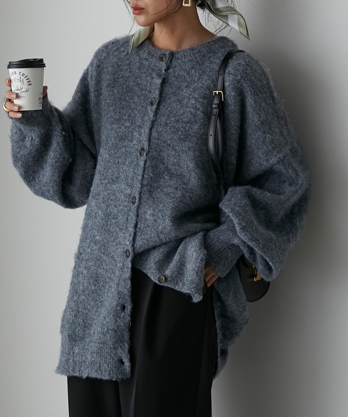 Anss.me（アンスミー）の「【Anss.me】ミックス起毛ニット前後２WAYカーディガン（カーディガン/ボレロ・レディース・チャコールグレー/アイボリー/ブラック/ベージュ・FREE）」の19枚目の写真