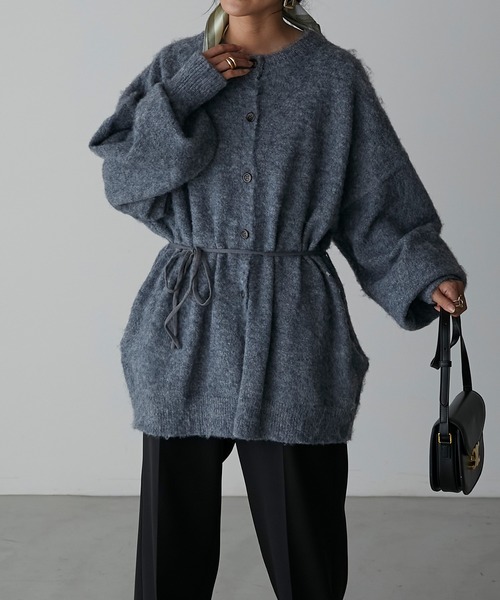 Anss.me（アンスミー）の「【Anss.me】ミックス起毛ニット前後２WAYカーディガン（カーディガン/ボレロ・レディース・チャコールグレー/アイボリー/ブラック/ベージュ・FREE）」の20枚目の写真