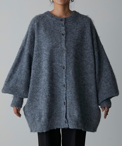 Anss.me】ミックス起毛ニット前後2WAYカーディガン（カーディガン