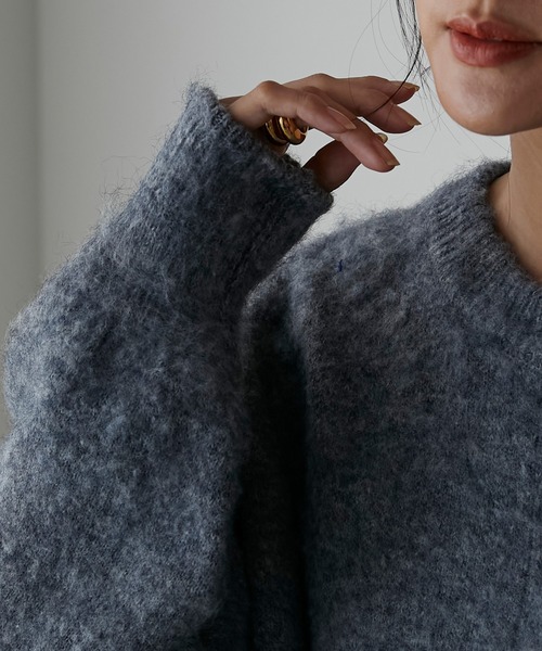 Anss.me】ミックス起毛ニット前後2WAYカーディガン（カーディガン