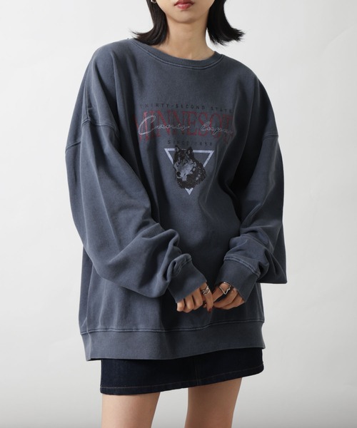 ZIP FIVE(ジップファイブ)の「【ZIP FIVE】 ピグメント ヴィンテージ プリント ビッグシルエット 長袖 スウェット トレーナー / トップス(スウェット・メンズ・ネイビー系1/アイボリー/ブラック系1/ネイビー系/ホワイト系/ブラック系/ホワイト系1/ブラック/ネイビー/ブラック系2/ネイビー系2・X-LARGE/LARGE/MEDIUM)」の9枚目の写真